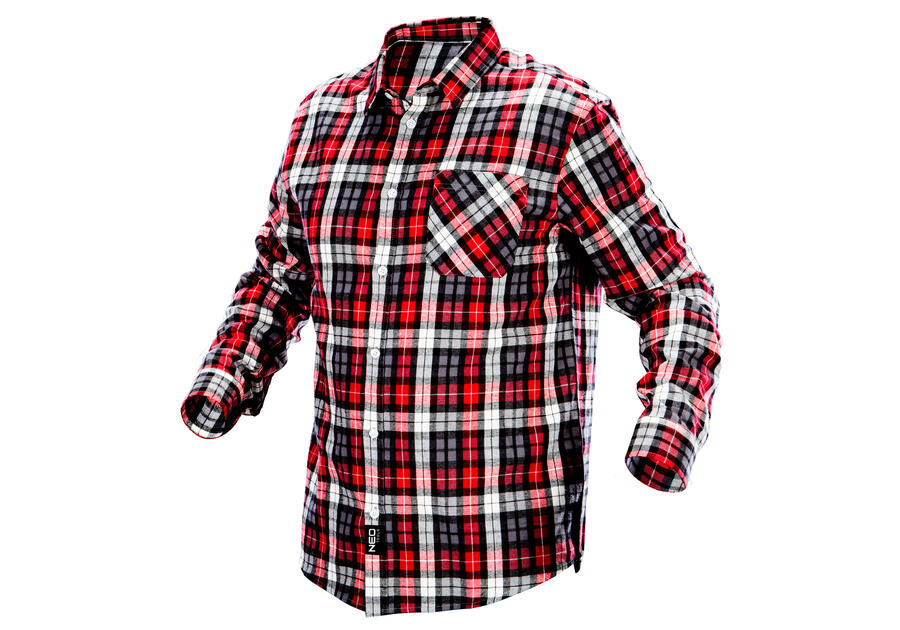 Zdjęcie: Koszula flanelowa krata czerwono-czarno-biała, rozmiar XL NEO