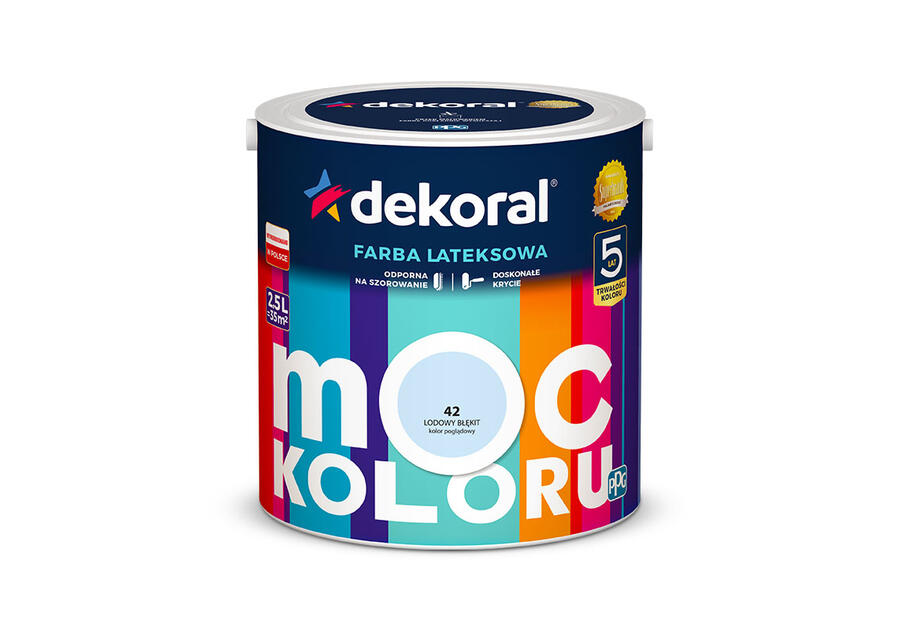 Zdjęcie: Farba lateksowa Moc Koloru lodowy błękit 2,5 L DEKORAL